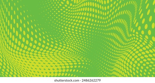 Dots halftone green color pattern gradient texture with technology digital background. Dots pop art comics with nature graphic design.