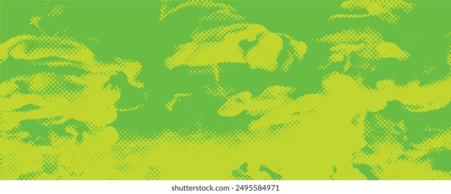 Dots halftone green color pattern gradient texture with technology digital background. Dots pop art comics with nature graphic design.	