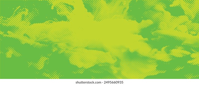 Dots halftone green color pattern gradient texture with technology digital background. Dots pop art comics with nature graphic design.	