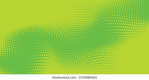 Dots halftone green color pattern gradient texture with technology digital background. Dots pop art comics with nature graphic design.