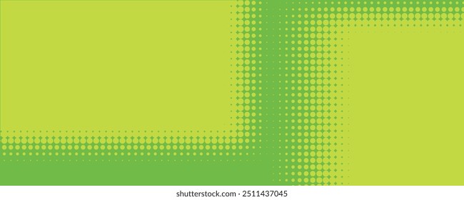 Textura de gradiente de patrón de color verde semitono de puntos con tecnología de fondo digital. Cómics de arte pop de puntos con Diseño gráfico de naturaleza EPS 10