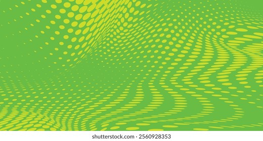 Dots halftone green color pattern gradient texture with technology digital background. Dots pop art comics with nature graphic design.