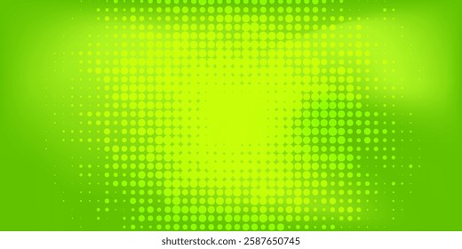 Dots halftone green color pattern gradient texture with technology digital background. Dots pop art 