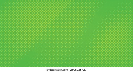 Dots halftone green color pattern gradient texture with technology digital background. Dots pop art comics with nature graphic modern
