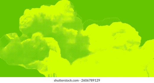 Dots halftone green color pattern gradient texture with technology digital background. Dots pop art comics with nature graphic design.