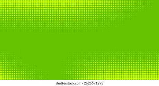 Textura de gradiente de patrón de color verde semitono de puntos con tecnología de fondo digital. Cómics de arte pop de puntos con Diseño gráfico de naturaleza.
