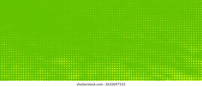 Textura de gradiente de patrón de color verde semitono de puntos con tecnología de fondo digital. Cómics de arte pop de puntos con Diseño gráfico de naturaleza.