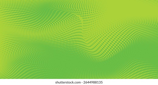 Dots halftone green color pattern gradient texture with technology digital background. Dots pop art comics with nature graphic design modern arts
