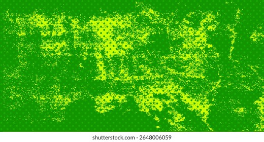 Textura de gradiente de patrón de color verde semitono de puntos con tecnología de fondo digital. Cómics de arte pop de puntos con Diseño gráfico de naturaleza.