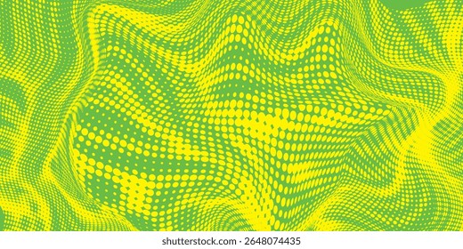 Textura de gradiente de patrón de color verde semitono de puntos con tecnología de fondo digital. Cómics del arte pop de los puntos con las artes modernas del Diseño gráfico de la naturaleza