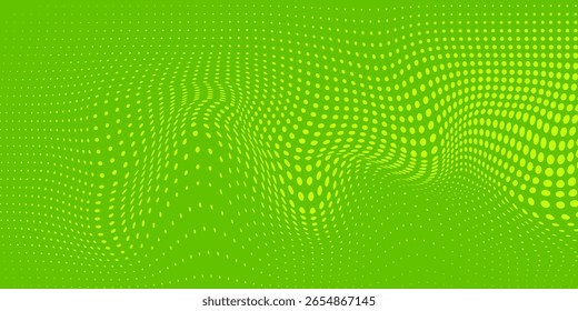 Pontos de meio-tom verde cor padrão textura gradiente com tecnologia digital fundo. Pontos pop art quadrinhos com design gráfico da natureza.