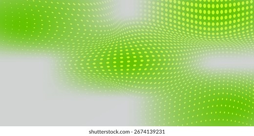 Textura de gradiente de patrón de color verde semitono con tecnología de concepto de efecto de malla de fondo digital. Un simple Vector.
