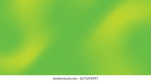 Textura de gradiente de patrón de color verde semitono de puntos con tecnología de fondo digital. Cómics modernos de arte pop con Diseño gráfico de naturaleza. Eps 10