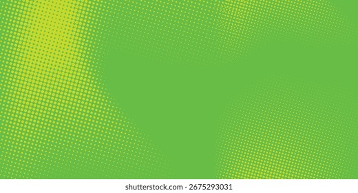 Textura de gradiente de patrón de color verde semitono de puntos con tecnología de fondo digital. Cómics modernos de arte pop con Diseño gráfico de naturaleza. Eps 10