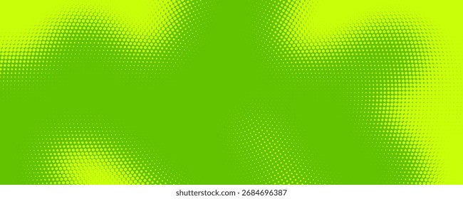 Textura de gradiente de patrón de color verde semitono de puntos con tecnología de fondo digital. Cómics de arte pop de puntos con Diseño gráfico de naturaleza.