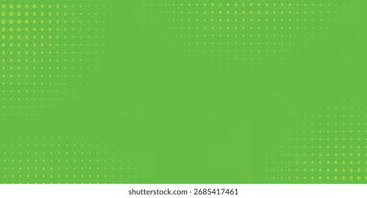 Textura de gradiente de patrón de color verde semitono de puntos con tecnología de fondo digital. Cómics de arte pop de puntos con Vector moderno de Diseño gráfico de naturaleza 