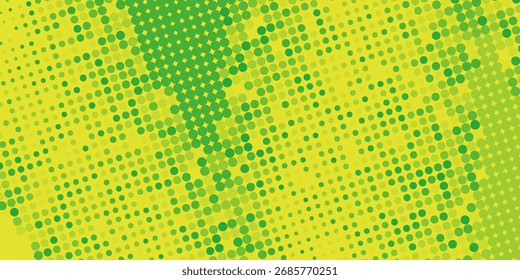 Pontos de meio-tom verde cor padrão textura gradiente com tecnologia digital fundo. Pontos pop art quadrinhos com design gráfico da natureza