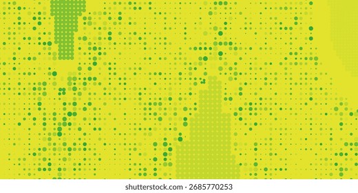 Textura de gradiente de patrón de color verde semitono de puntos con tecnología de fondo digital. Cómics de arte pop con Diseño gráfico de la naturaleza