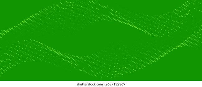 Dots halftone green color pattern gradient texture with technology digital background. Dots pop art comics with nature graphic design.