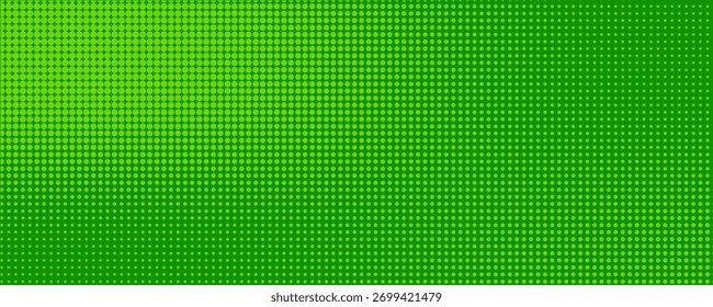 Textura de gradiente de patrón de color verde semitono de puntos con tecnología de fondo digital. Cómics de arte pop de puntos con Diseño gráfico de naturaleza.