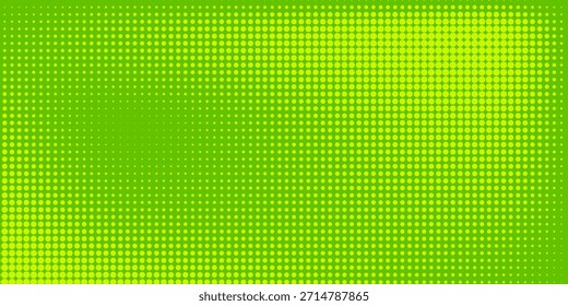 Textura de gradiente de patrón de color verde semitono de puntos con tecnología de fondo digital. Cómics de arte pop de puntos con Diseño gráfico de naturaleza.