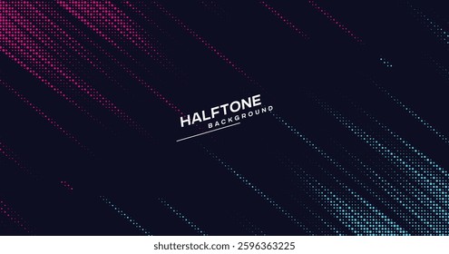 Dots halftone Neon Glitch Flow Cyan, Navy color pattern gradient grunge texture background. Dots pop art comics sport style vector illustration. Modern Halftone Composition