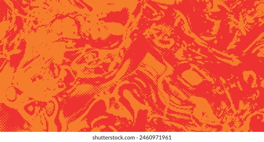 Textura de degradado de patrón de color naranja de semitono de puntos con fondo digital de tecnología. Cómics de arte pop con fondo de verano.