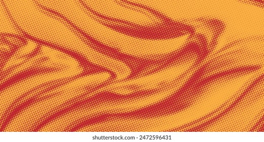 Textura de degradado de patrón de color naranja de semitono de puntos con fondo digital de tecnología. Cómics de arte pop con fondo de verano.