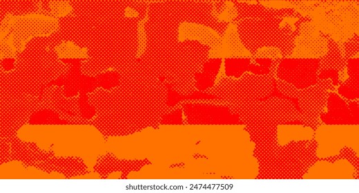 Dots halftone orange color pattern gradient texture with technology digital background. Dots pop art comics with summer background.