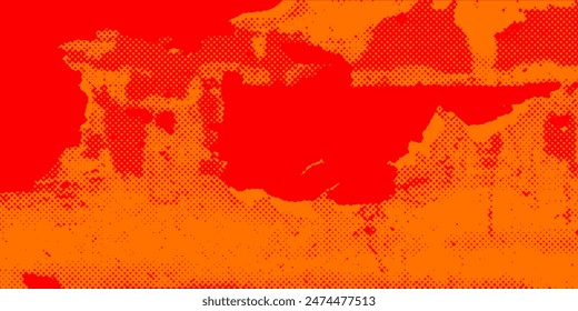 Dots halftone orange color pattern gradient texture with technology digital background. Dots pop art comics with summer background.