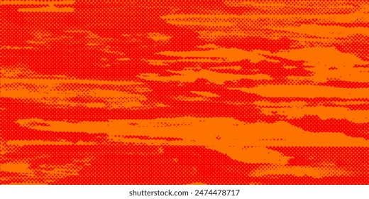 Dots halftone orange color pattern gradient texture with technology digital background. Dots pop art comics with summer background.