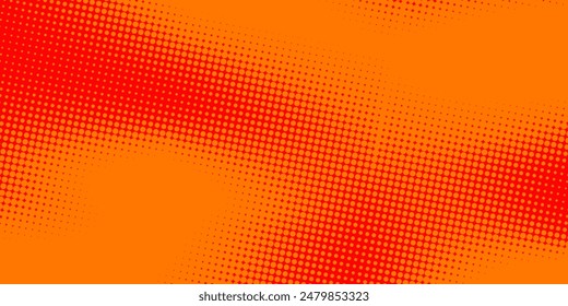 Dots halftone orange color pattern gradient texture with technology digital background. Dots pop art comics with summer background.