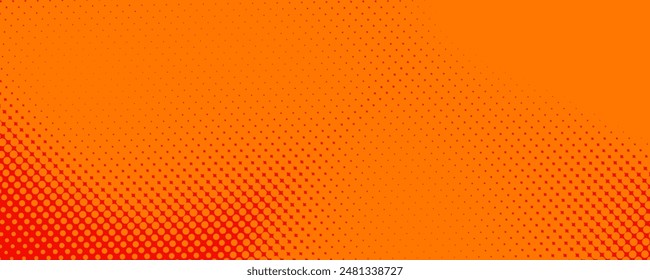 Dots halftone orange color pattern gradient texture with technology digital background. Dots pop art comics with summer background.