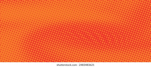 Dots Halbton Orange Farbmuster Gradient Textur mit Technologie Digital Hintergrund. Dots Pop Art Comics mit sommerlichem Hintergrund modern