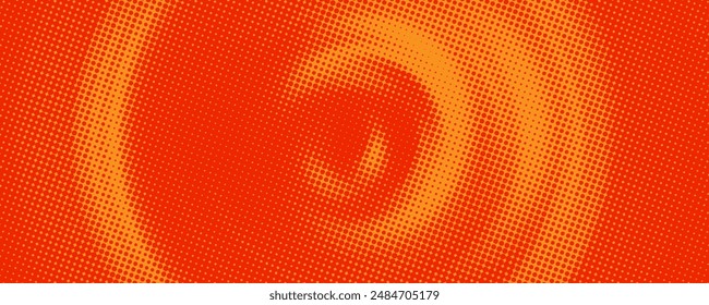 Dots halftone orange color pattern gradient texture with technology digital background. Dots pop art comics with summer background.