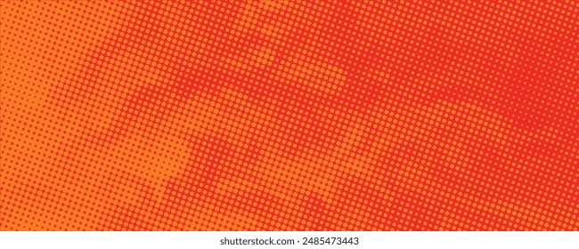 Dots halftone orange color pattern gradient texture with technology digital background. Dots pop art comics with summer background.