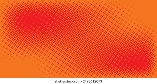 Dots Halbton Orange Farbmuster Gradient Textur mit Technologie Digital Hintergrund. Dots Pop Art Comics mit sommerlichem Hintergrund. Moderne Vektorgrafik