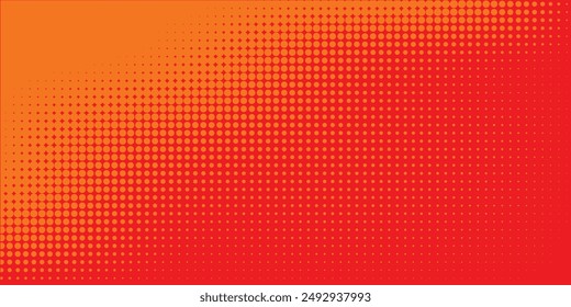 Dots halftone orange color pattern gradient texture with technology digital background. Dots pop art comics with summer background.