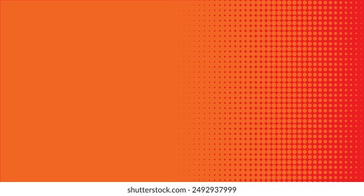 Dots halftone orange color pattern gradient texture with technology digital background. Dots pop art comics with summer background.