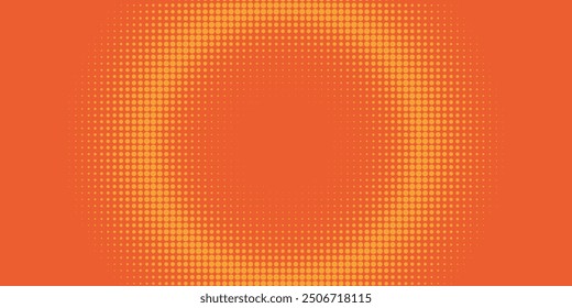 Dots halftone orange color pattern gradient texture with technology digital background. Dots pop art comics with summer background.