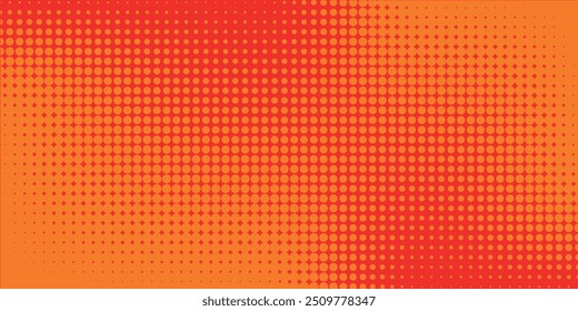 Textura de gradiente de patrón de color naranja semitono de puntos con tecnología de fondo digital. Cómics de arte pop de puntos con fondo de verano.