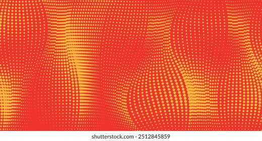 Dots halftone orange color pattern gradient texture with technology digital background. Dots pop art comics with summer background.