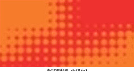 Dots halftone orange color pattern gradient texture with technology digital background. Dots pop art comics with summer background.