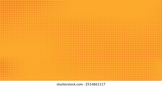 Dots halftone orange color pattern gradient texture with technology digital background. Dots pop art comics with summer background.