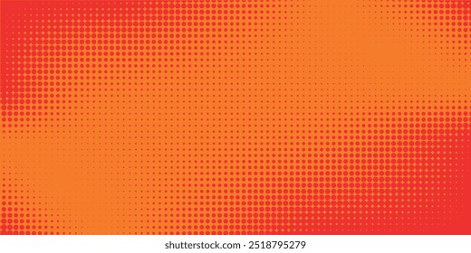 Textura de gradiente de patrón de color naranja semitono de puntos con tecnología de fondo digital. Cómics de arte pop de puntos con fondo de verano.