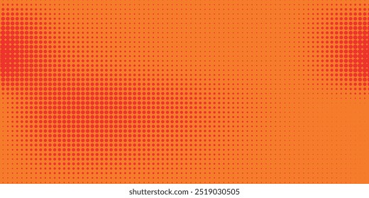 Dots halftone orange color pattern gradient texture with technology digital background. Dots pop art comics with summer background.