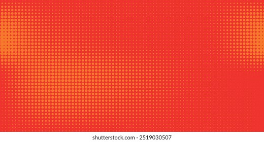 Dots halftone orange color pattern gradient texture with technology digital background. Dots pop art comics with summer background.