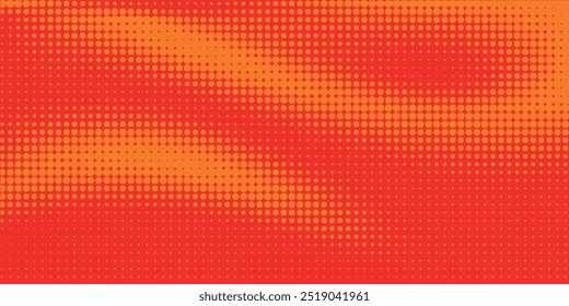 Textura de gradiente de patrón de color naranja semitono de puntos con tecnología de fondo digital. Cómics de arte pop de puntos con fondo de verano.