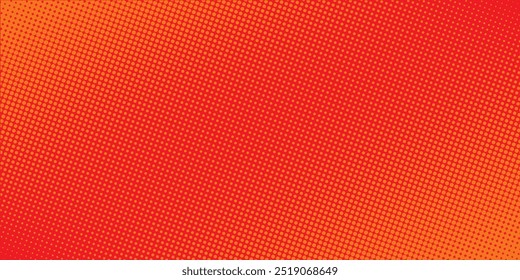Textura de gradiente de patrón de color naranja semitono de puntos con tecnología de fondo digital. Cómics de arte pop de puntos con fondo de verano. ilustración de Vector