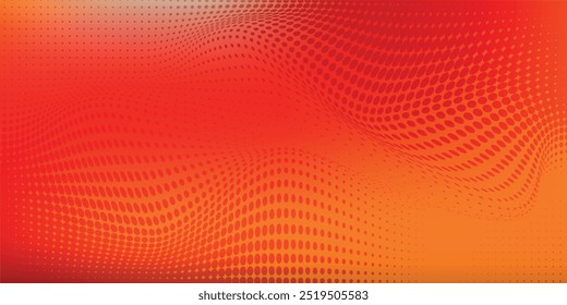Dots halftone orange color pattern gradient texture with technology digital background. Dots pop art comics with summer background.